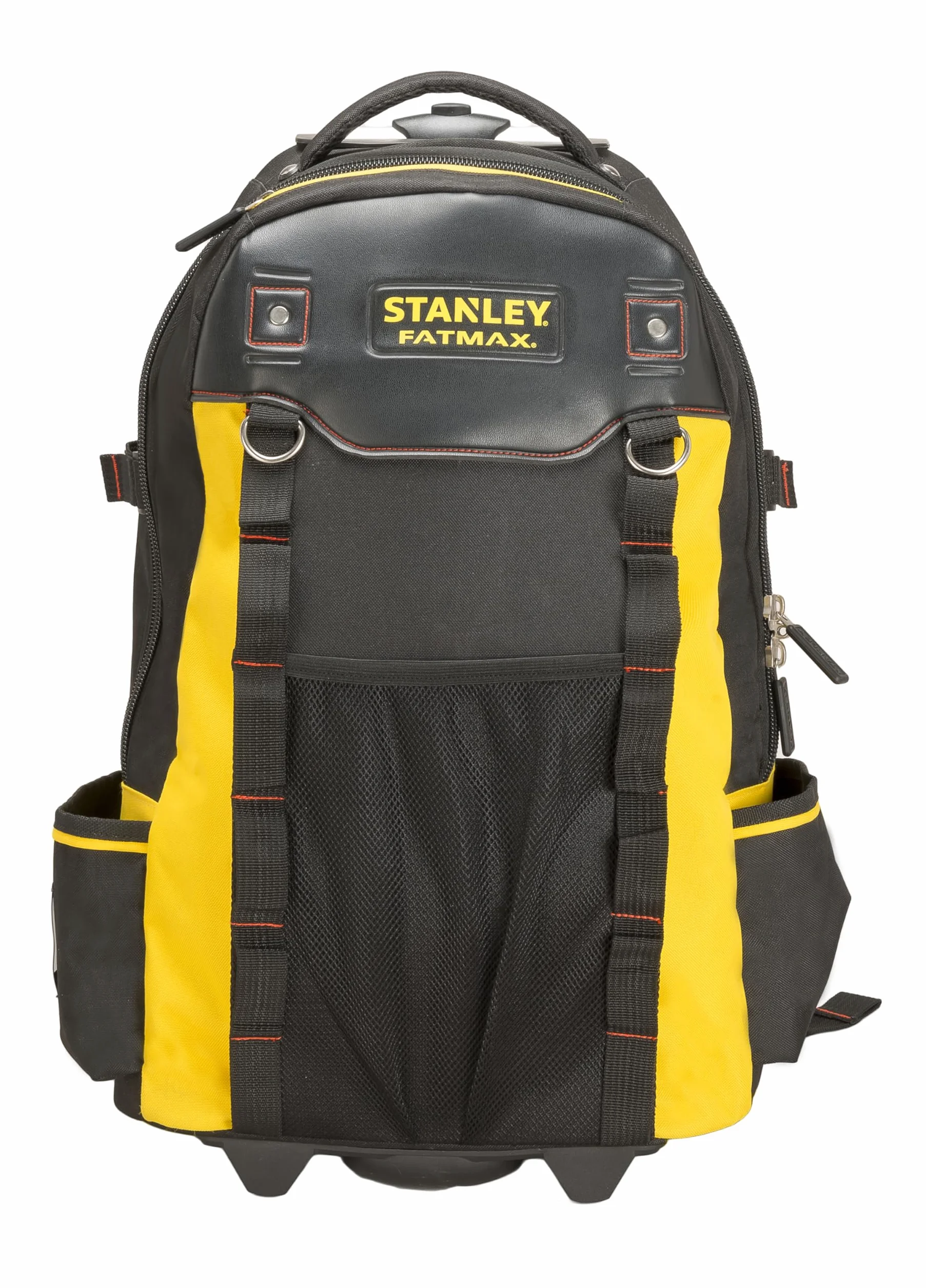 Stanley - FatMax Arbeitsrucksack Werkzeugrucksack mit wasserdichtem Kunststoffboden, atmungsaktive Polsterung, stabiler Teleskopgriff, robustes 600 Denier Nylon, 36 x 23 x 54 cm, Schwarz, 1-79-215