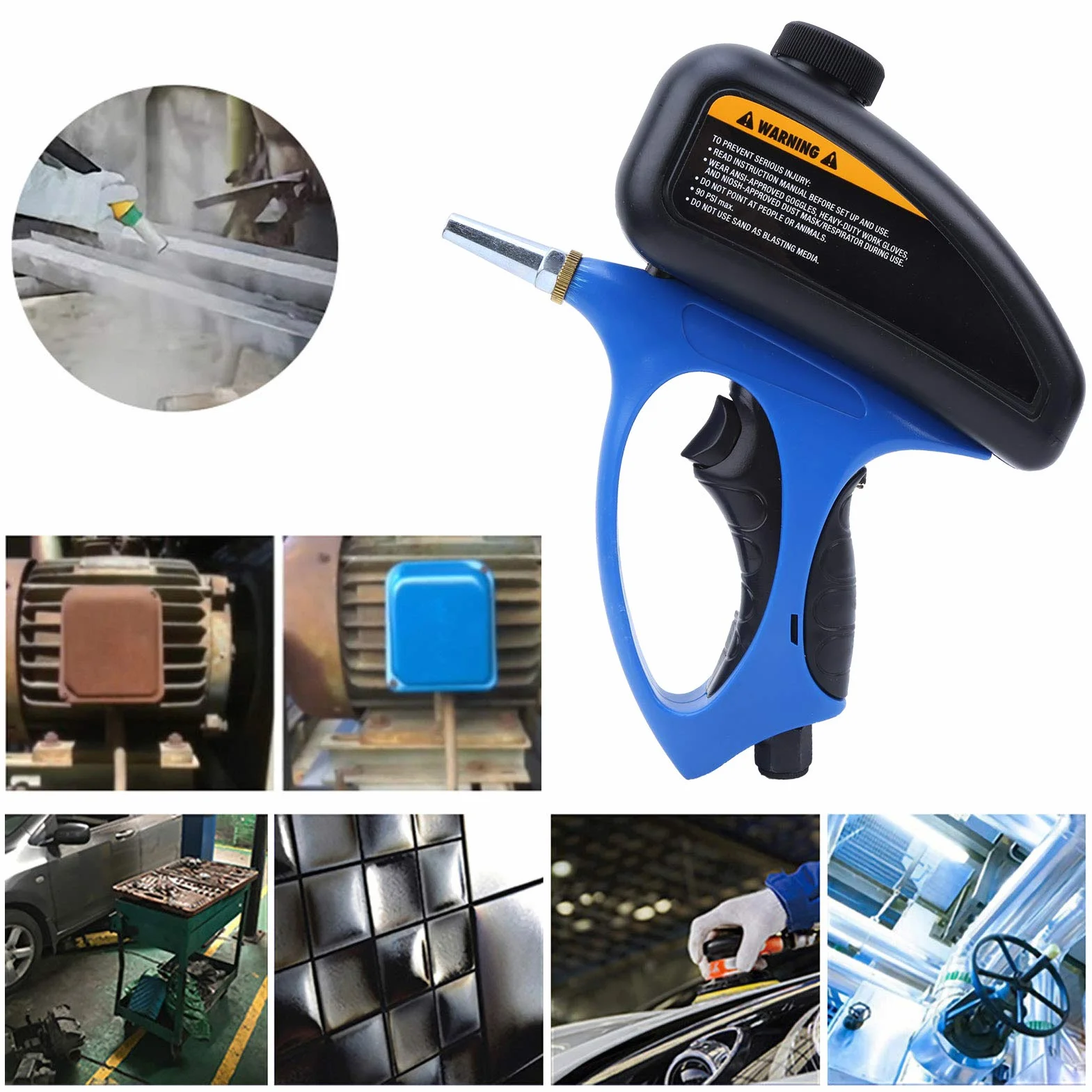 Sandstrahler, professioneller Anti-Rost-Sandstrahler Strahlmaschine handgehaltene Schwerkraftzufuhr Medienstrahlpistolen-Set tragbarer Sandstrahler kleine Düse pneumatischer Sandstrahler