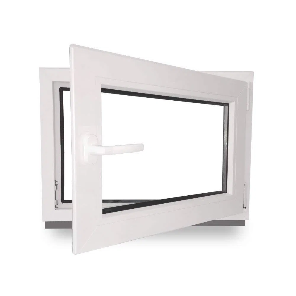 Kellerfenster - Kunststoff - Fenster - weiß - BxH: 70 x 60 cm - 700 x 600 mm - DIN Rechts - 3 fach Verglasung - 60 mm Profil