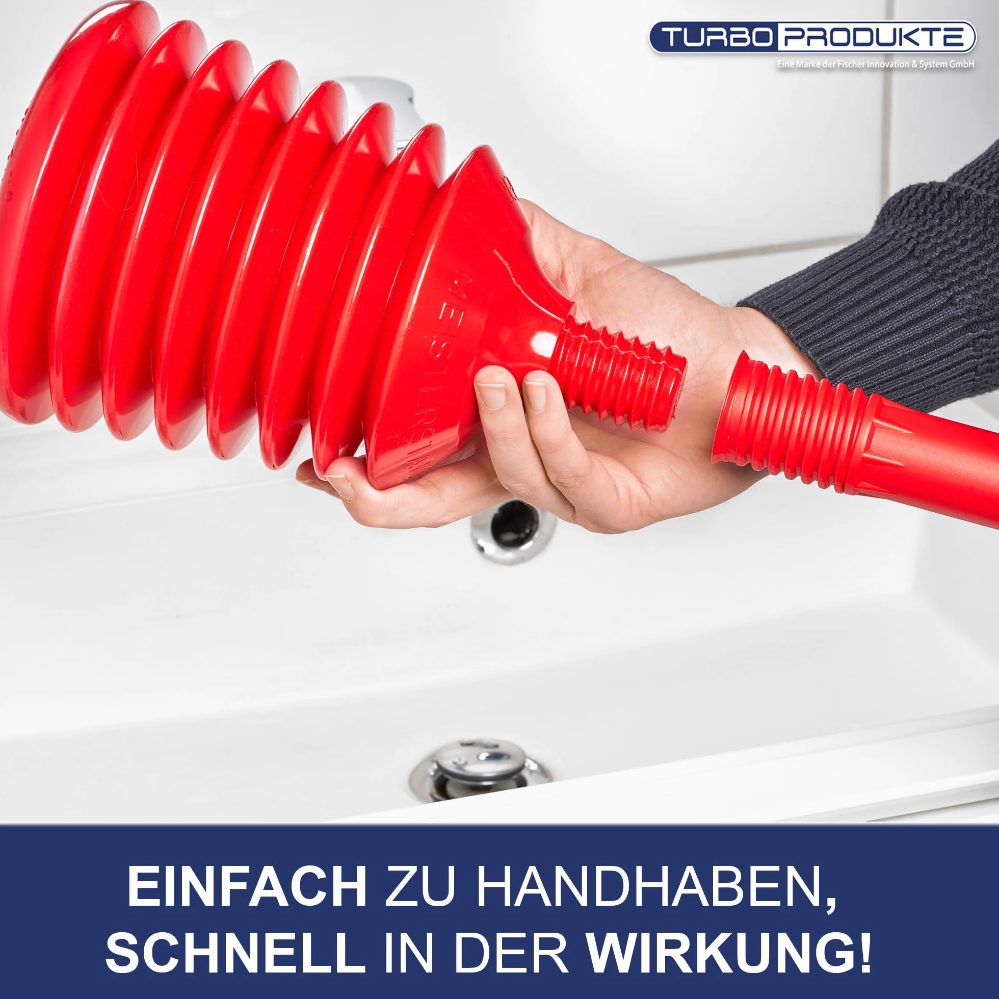 TURBO PRODUKTE Stampfer Eisblau, Pömpel für Toilette & Dusche, 2er Set