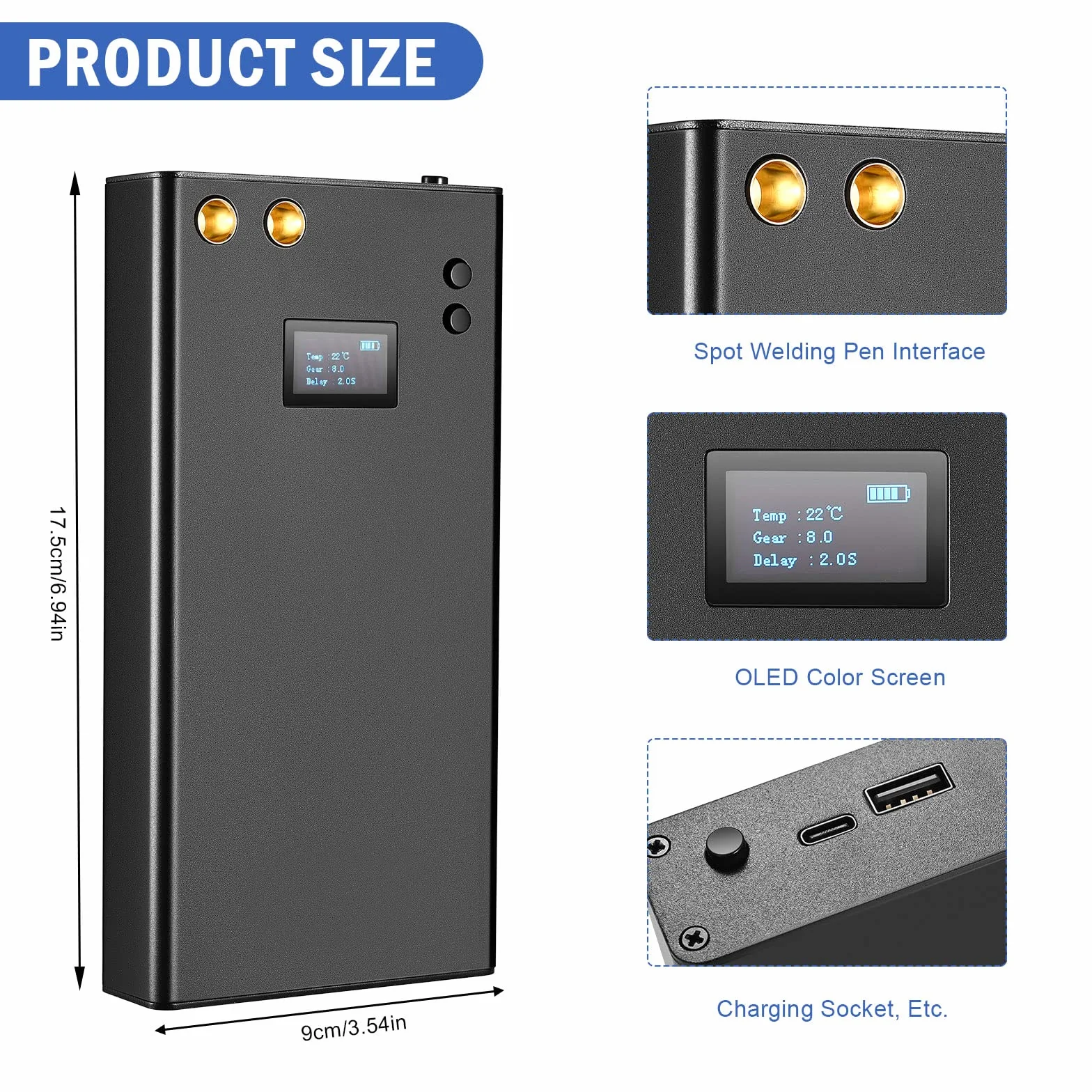 Punktschweißgerät 7500mAh 70 Gänge einstellbar DIY Punktschweißmaschine LCD Bildschirm mit 5m Nickelblech für Akku Tragbares digitales Punktschweißgerät Spot Welder
