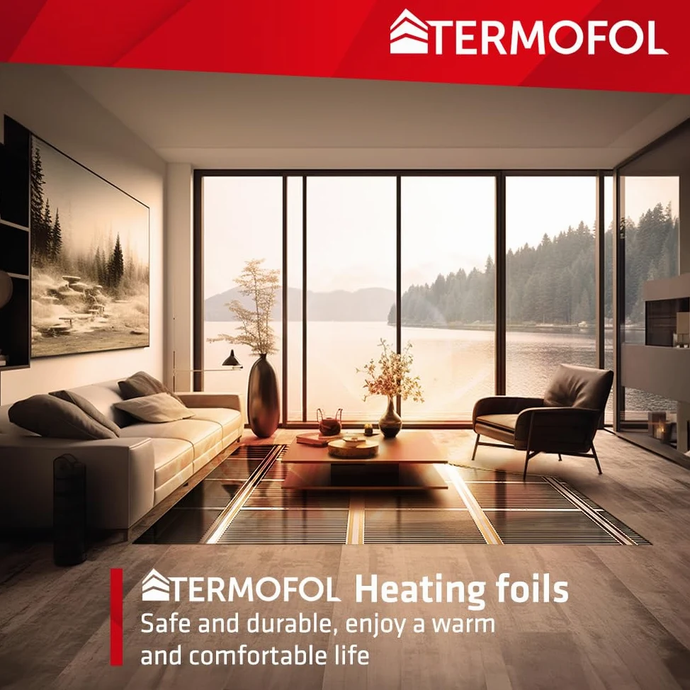 Termofol Elektrische Fußbodenheizung Heizfolie 230V mit Thermostat H6 Schwarz - Leistung 220 W/m2 - Oberfläche 3m² - Fussbodenheizung Elektrisch Komplettset fur Fußboden Wand oder Deckenheizung