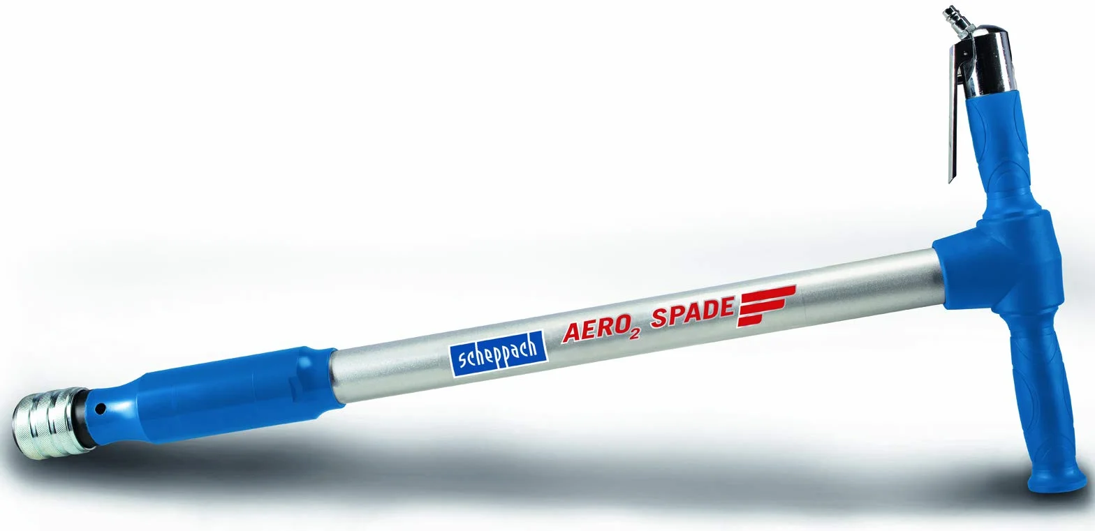 Scheppach Druckluftspaten Aero²Spade für den Kompressor | Drucklufthammer 27 Joule, 6,3 bar, Kombi-Gerät mit Schnellwechselsystem, Druckluftmeissel mit 5 Werkzeugaufsätzen | Druckluftuniversalwerkzeug