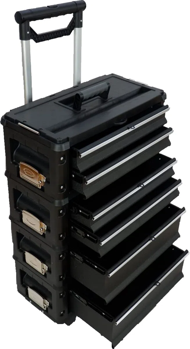 Metall Werkstattwagen rollender Werkzeugtrolley XXL B4-B schwarz mit Schubladenverriegelung und Schloss