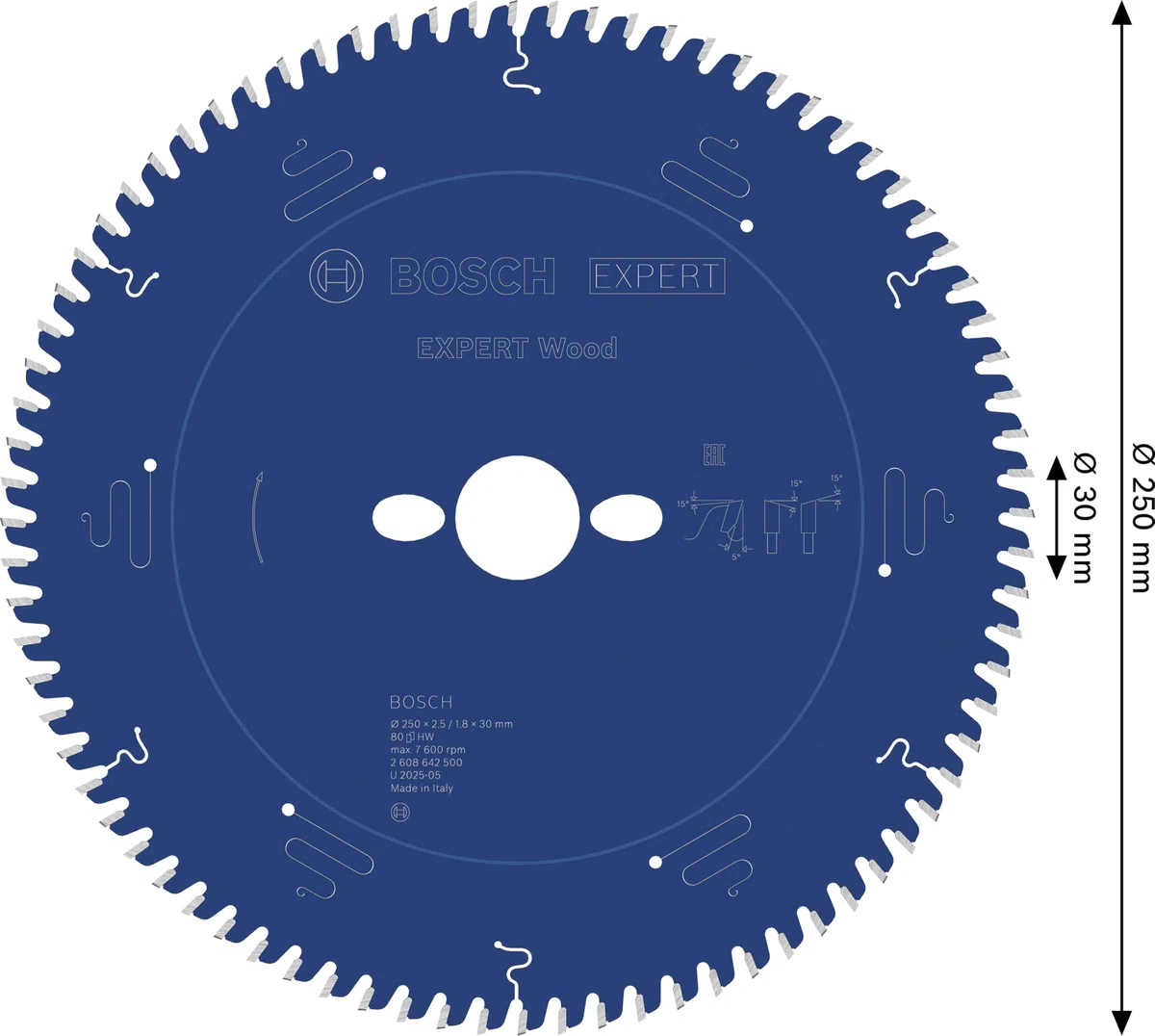 Bosch Accessories Bosch Professional Kreissägeblatt Expert for Wood zum Sägen in Holz für Tischkreissägen (Ø 250 mm)