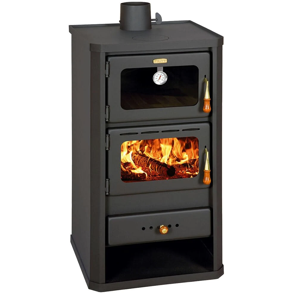 EEK A - Prity FM - 12.1 Holzofen mit Backofen, Kaminofen mit hoher Heizleistung effizienter Holzofen für Haus, Wohnung und Ferienhaus