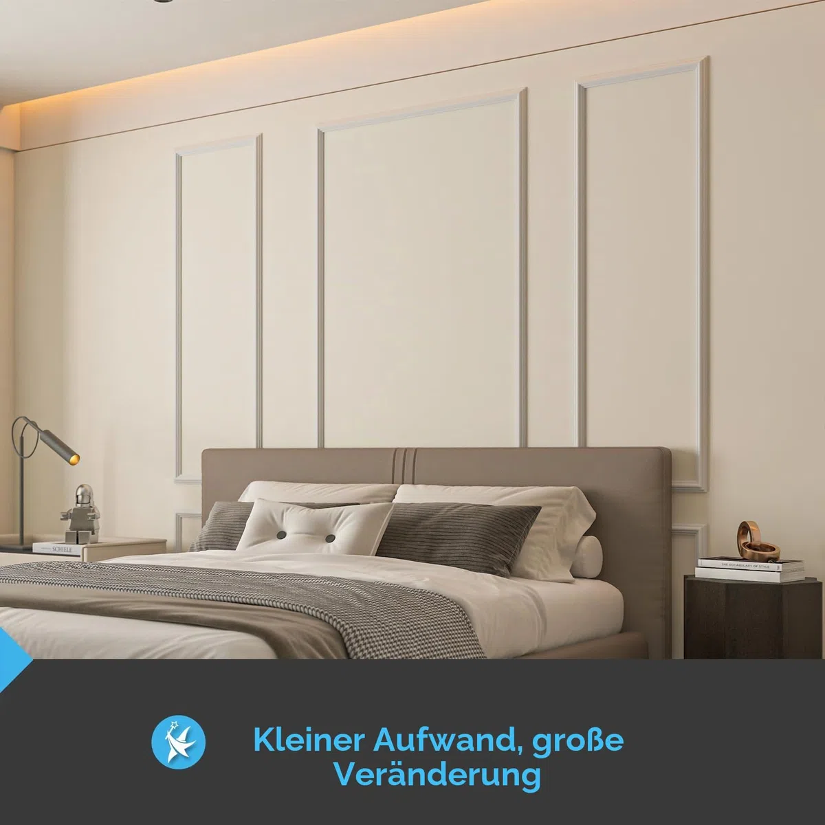 Art3d Vorgeschnittenes Wandform-Set, 6-teilig, fertig zum Zusammenbauen, für Innenwanddekoration, Wohnzimmer, Schlafzimmer, Akzentwand – installiert mit Klebstoff, 3 oben, 3 unten, 6 Stück