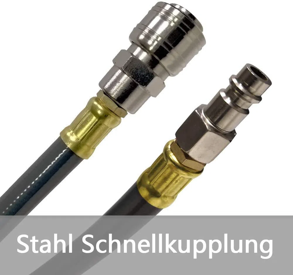 UISEBRT 20m Druckluftschlauch Aufroller Schlauchtrommeln Druckluft Automatik Schlauchaufroller mit Schnellkupplung Wandschlauchhalter Grau