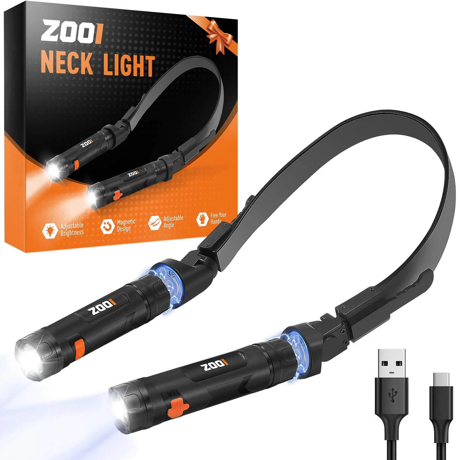 ZOOI Geschenke für Männer, Abnehmbare Magnetische Leselampe Halslampe, Geburtstagsgeschenk Gadgets für Männer Geschenke, Papa Geschenk Nackenlampe Camping Gadgets Jahrestag Geschenk für Ihn