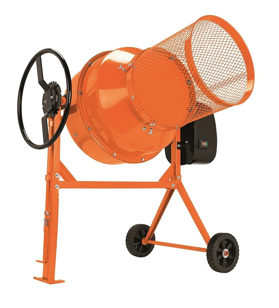 IXES Siebtrommel für Betonmischer (76 Liter Volumen, 46 cm Durchmesser, Universalhalterung für Mischer mit gebördelten Rand) 7908401701 orange