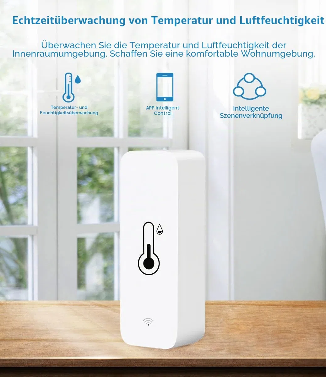 WLAN Smart Thermometer Hygrometer, Digitale Mini Innentemperatur und Feuchtigkeitssensor, Raumtemperaturfeuchtigkeitssensor App Fernbedienung für Gewächshauskeller,Kompatibel Alexa/Google Home. 4Pack