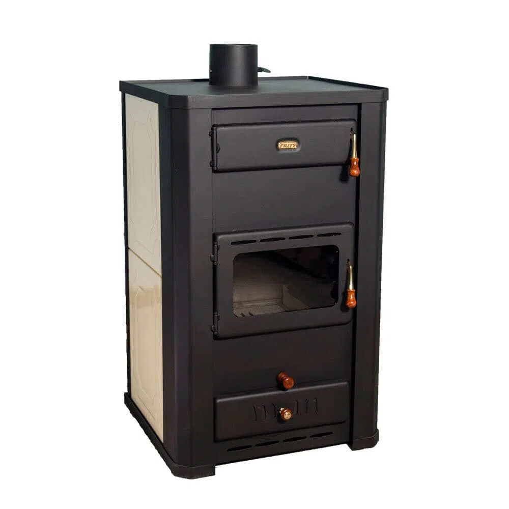 Prity S3 W21 Holzofen für Zentralheizung, Festbrennstoffofen, 5,0 kg, Beige/Schwarz