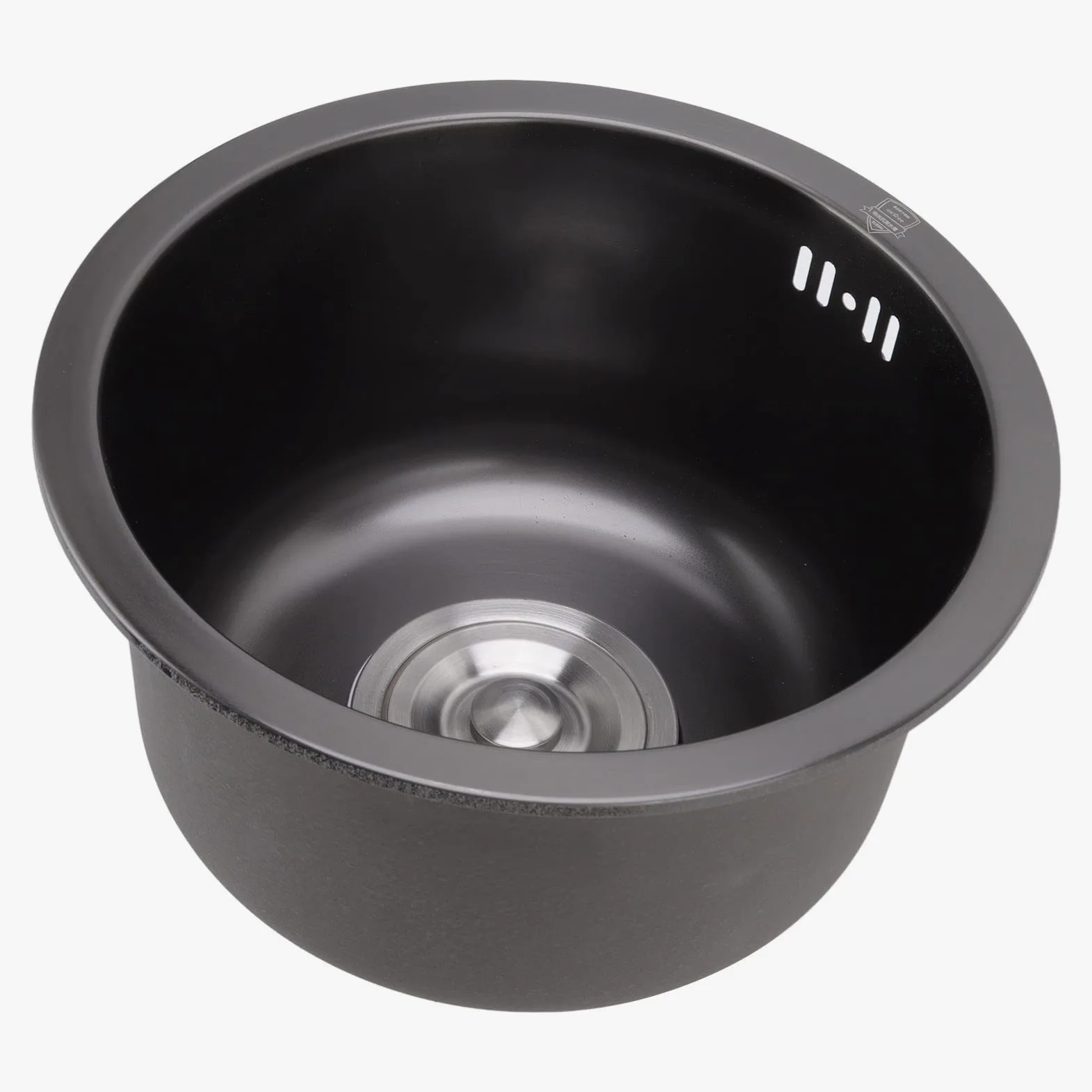 Rundes Küchenspülbecken, Einzeltank, Schwarze King Spüle, Bar, Barthekenbecken aus Edelstahl, Bürstenzubehör, Schüssel für kommerzielle Spülen aus Edelstahl und Kunststoff
