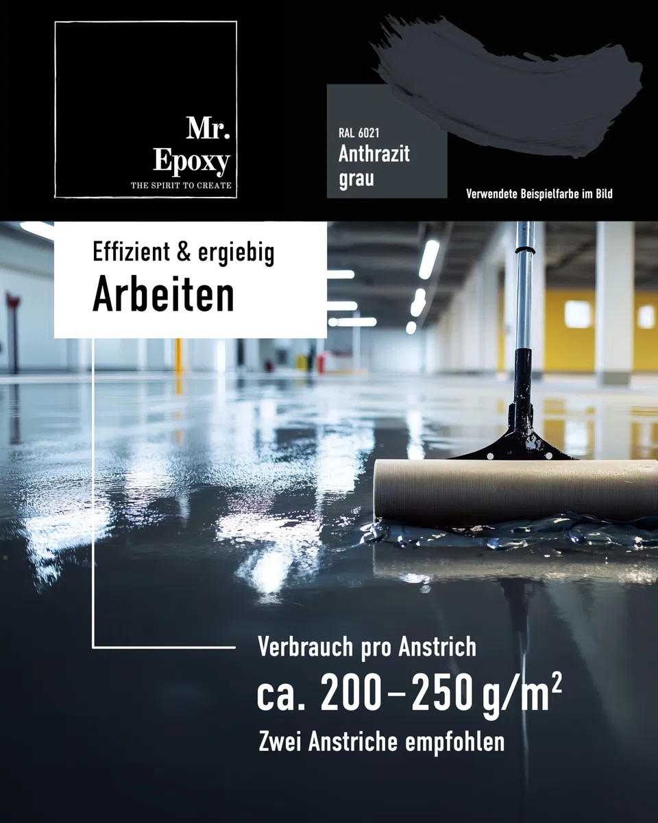 Epoxidharz Bodenbeschichtung 10 kg RAL 7001 Silbergrau 2K Betonfarbe für Garagen Keller Werkstatt Boden