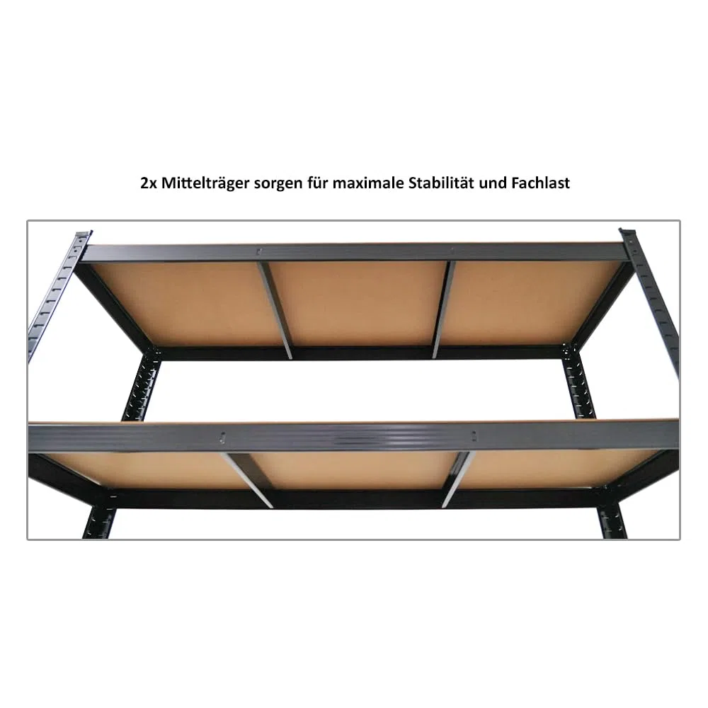 PROREGAL Schwerlastregal Ragnar für Gesamtlast 875kg Maße: 180x120x40 Schwarz, Kellerregal, Steckregal, Garagenregal, Lagerregal