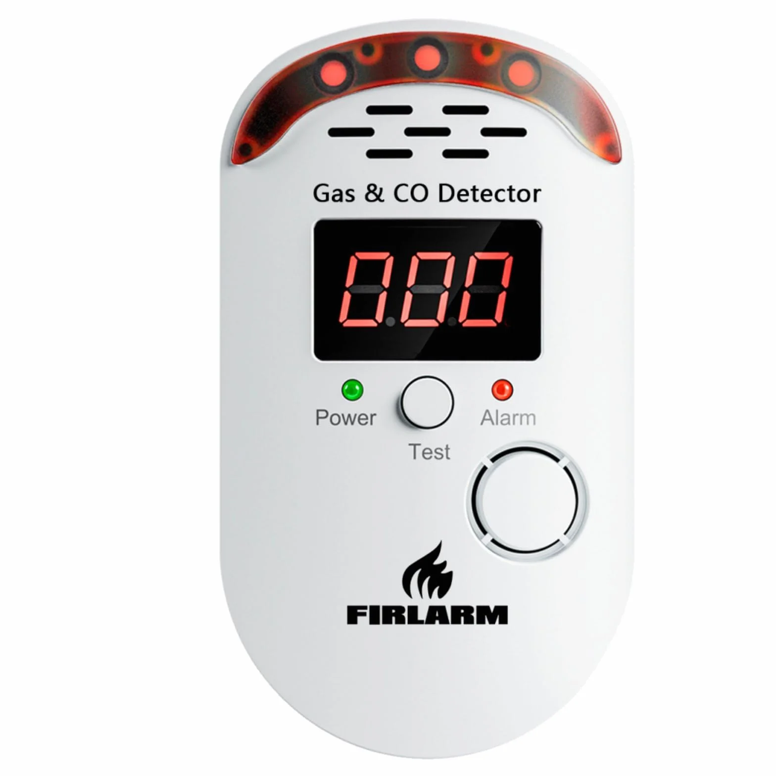 Firlarm Gas und Kohlenmonoxid Melder Haus, Kombinierte Gaswarnmelder & CO Melder mit Stecker und LED-Anzeige, Brennbaren Gasdetektor and CO Warner für Küche, Wohnmobil und Garage