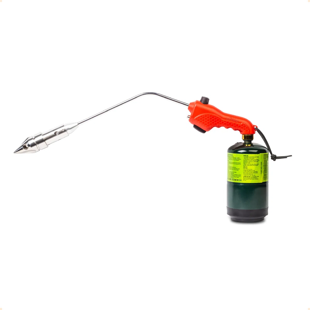 ROCKETFIRE Feuerstarter-Fackel, perfekter Propangas-Fackelkopf, Grillpistole, Kohlebrenner, kompatibel mit Bernzomatic Propan und MAP/PRO Kraftstoffen, dreiflammige Edelstahlspitze, Kraftstoff nicht