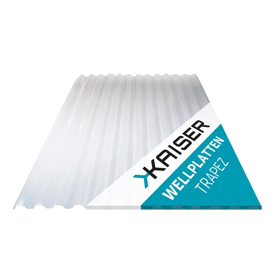 Kaiser plastic Wellplatte Trapez glatt und klar 90 x 250 cm 76/18-1mm Stärke Made in Germany 10 Stück