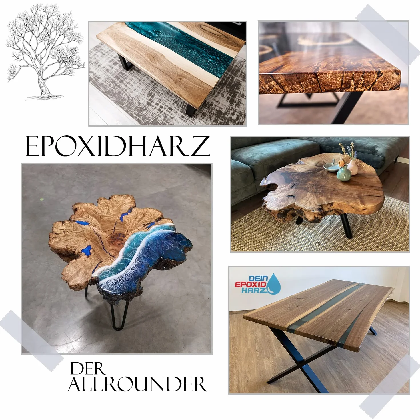 Epoxidharz mit Härter | 10,2kg GfK set | Profi Qualität glasklar & geruchsarm | Gießharz für Holz + Schutzhandschuhe