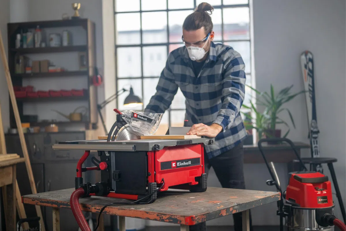 Einhell Tischkreissäge TE-TS 10 T (2000 W, 89 mm Schnitthöhe, Ø 254 mm Sägeblatt, Tischverbreiterung, Winkelanschlag, Parallelanschlag, Schiebestock, Absauganschluss)