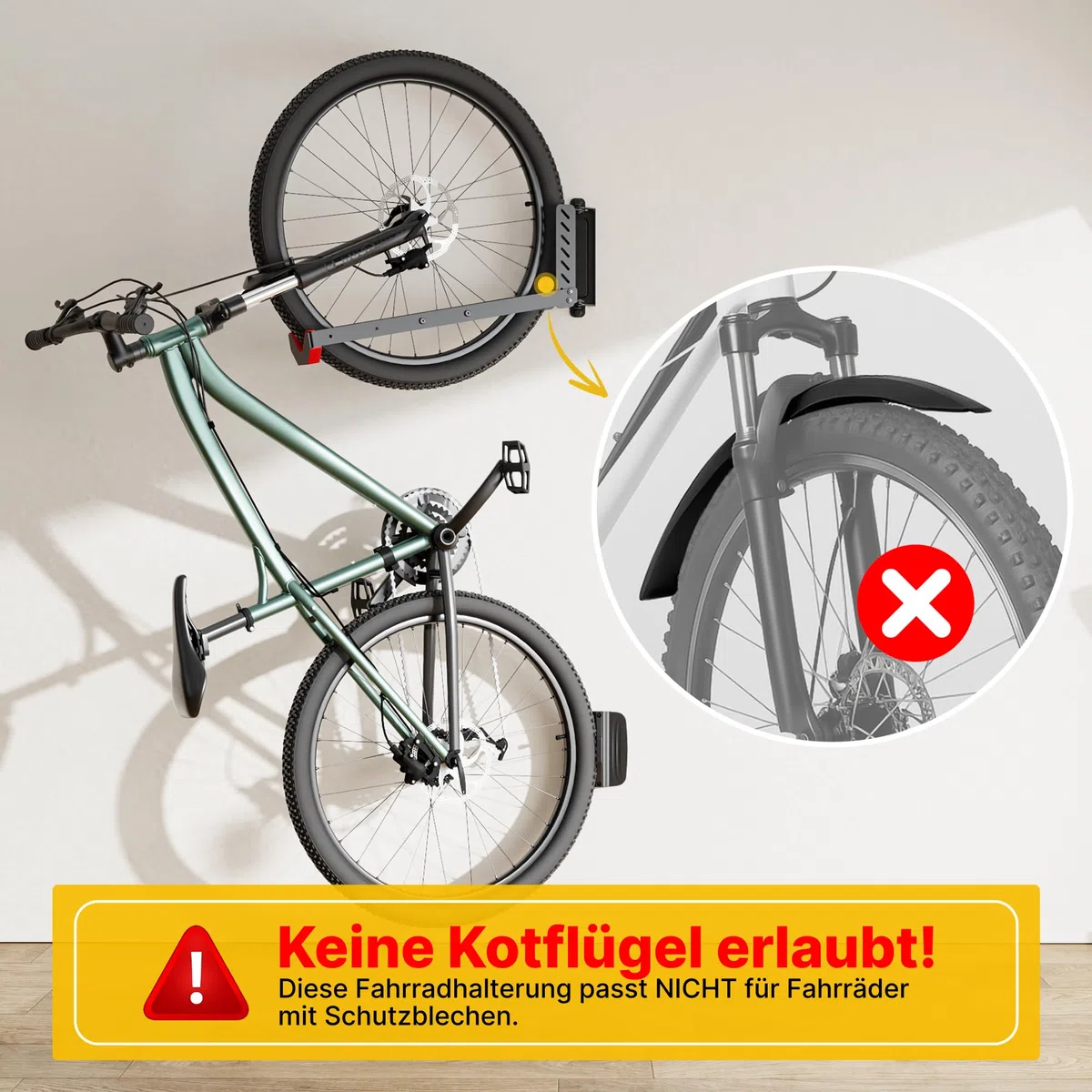 monTEK Schwenkbare Fahrrad Wandhalterung, Fahrradhalterung Wand ohne schweres Heben, platzsparender Fahrradständer für die Garage, einfaches Einhängen und Aushängen, kann bis zu 35 kg halten