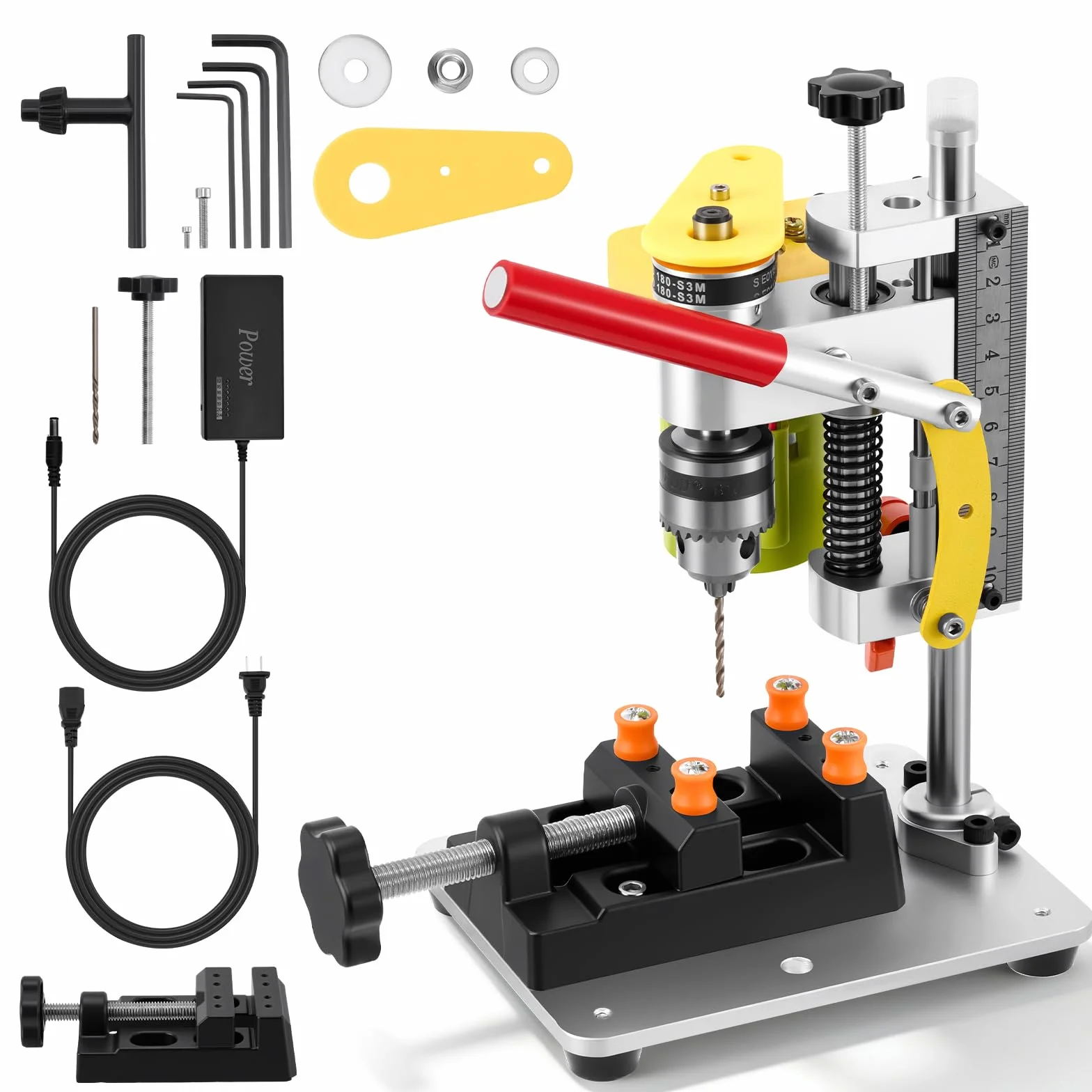 Standbohrmaschine, 4500-9000Rpm Miniatur Tischbohrmaschine mit 7 Geschwindigkeiten, Mini Tischbohrmaschine für DIY Holz, Metall und Kunststoff Electric Drill Press