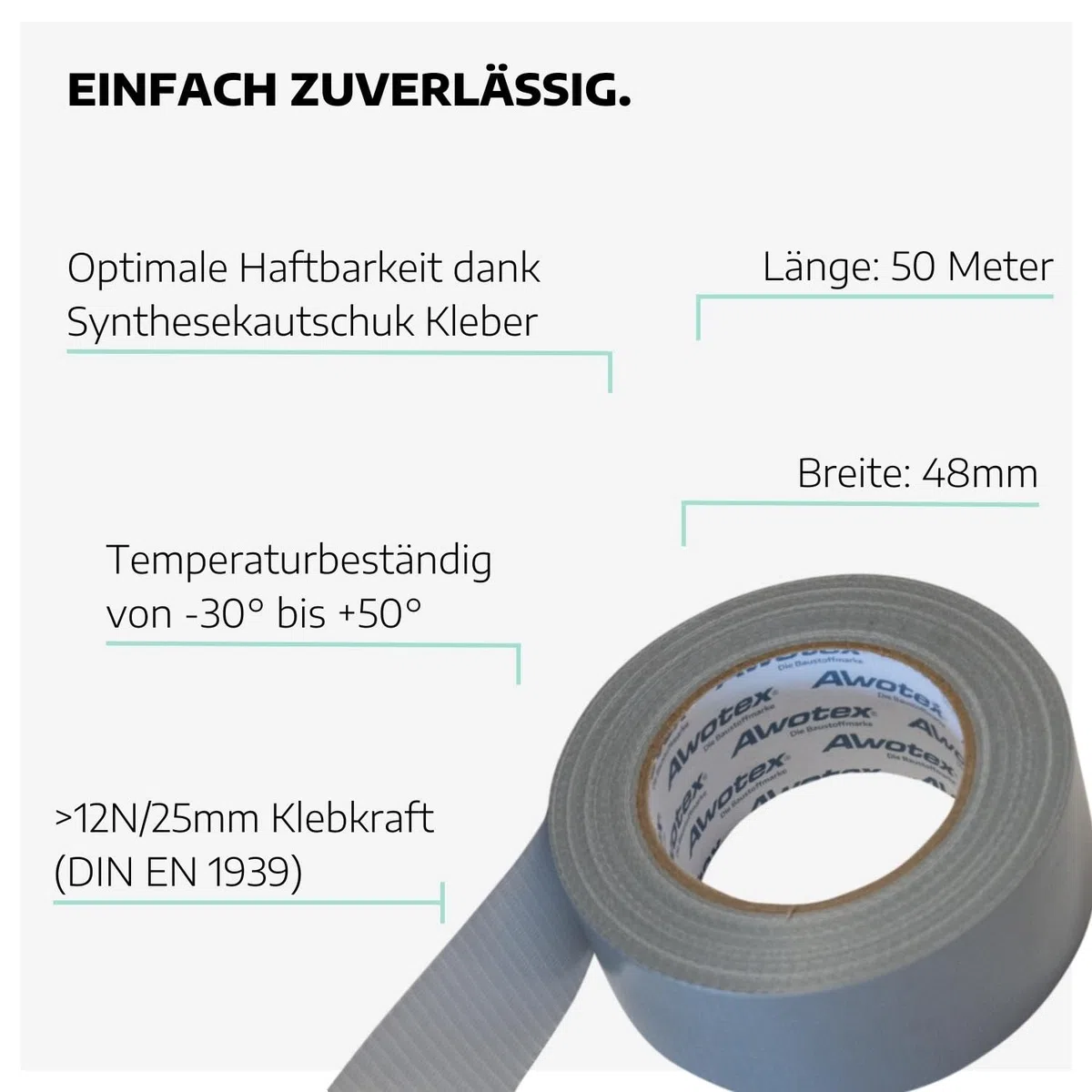24 x Panzer-Gewebeklebeband 48 mm I Panzertape wasserfest I reißfestes Klebeband wasserdicht I Klebeband extra stark I Panzertape Silber zum Abdichten, Verpacken, Fixieren u.s.w.