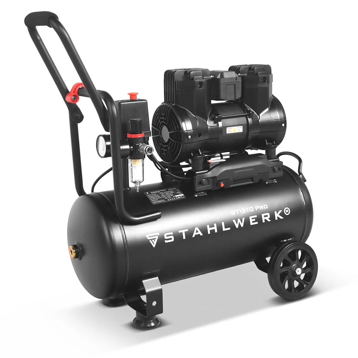 STAHLWERK Kompressor mit 30 L Tank (ST-310 Pro) – ölfrei & leise, 8 bar, 1,97 PS (1,45 kW), 250 l/min, 70 dB, Druckluftkompressor mit Brushless-Motoren, Silent-/Flüsterkompressor, Kolbenkompressor