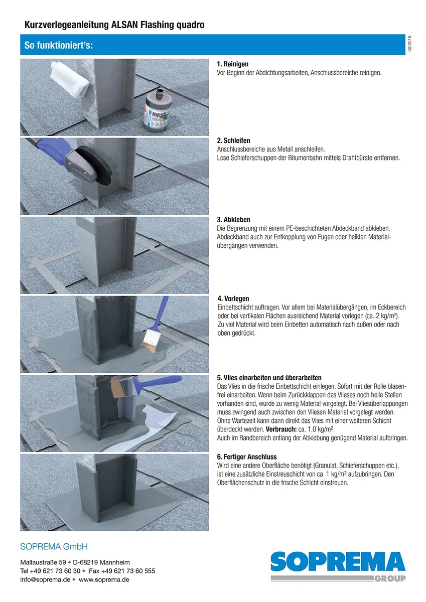 ALSAN Flashing Quadro 5,0kg RAL 7040 fenstergrau einkomponentiger Polyurethan Flüssigkunststoff zur Abdichtung Flachdach