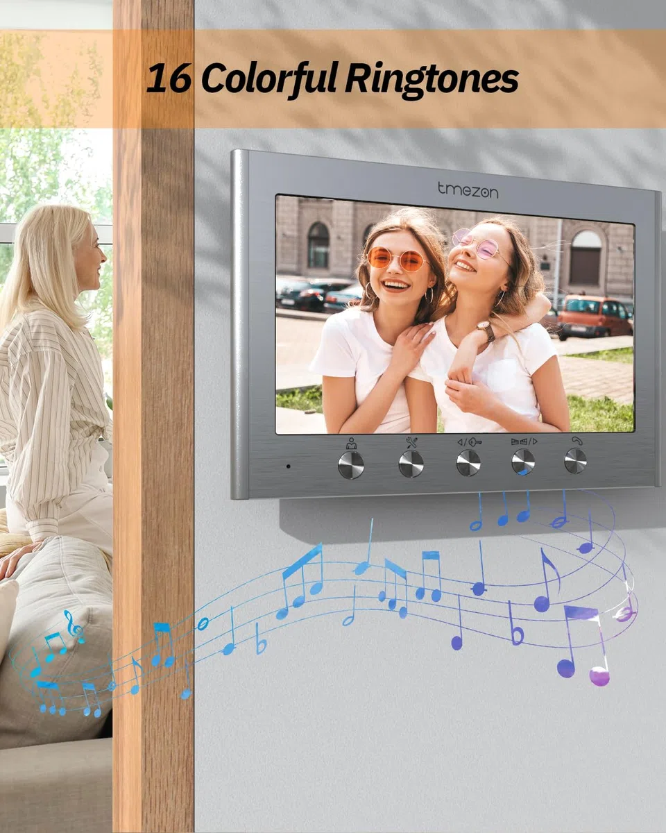 TMEZON Video Türsprechanlage 2-familienhaus,Gegensprechanlage mit türöffner,2-Draht Kabel,7-Zoll-Farbmonitor und HD-Türklingelkamera,2-Wege-Audio, Nachtsicht,16 Klingeltöne,Unterstützt 2 Schlösser