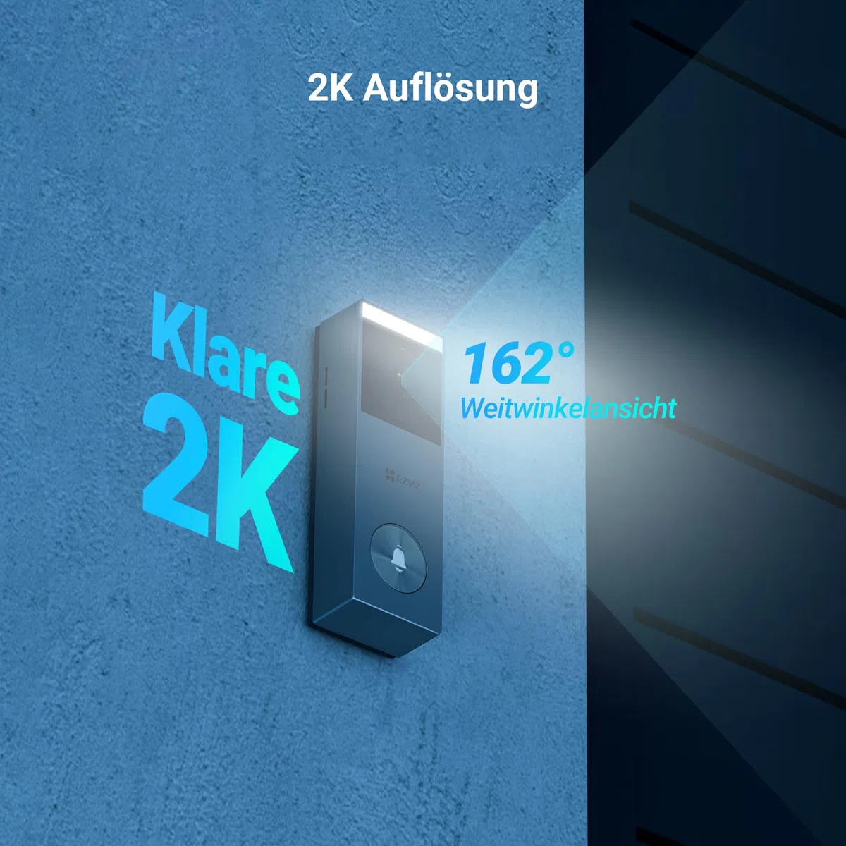 EZVIZ CP3 Pro Akku Video-Türklingel mit Chime CH1, Kabellose Klingel mit Kamera, Personenerkennung, 2K & Farb-Nachtsicht, Zwei-Wege-Audio, 8GB eMMC-Speicher, Video Doorbell mit Solarpanel + Chime Kit