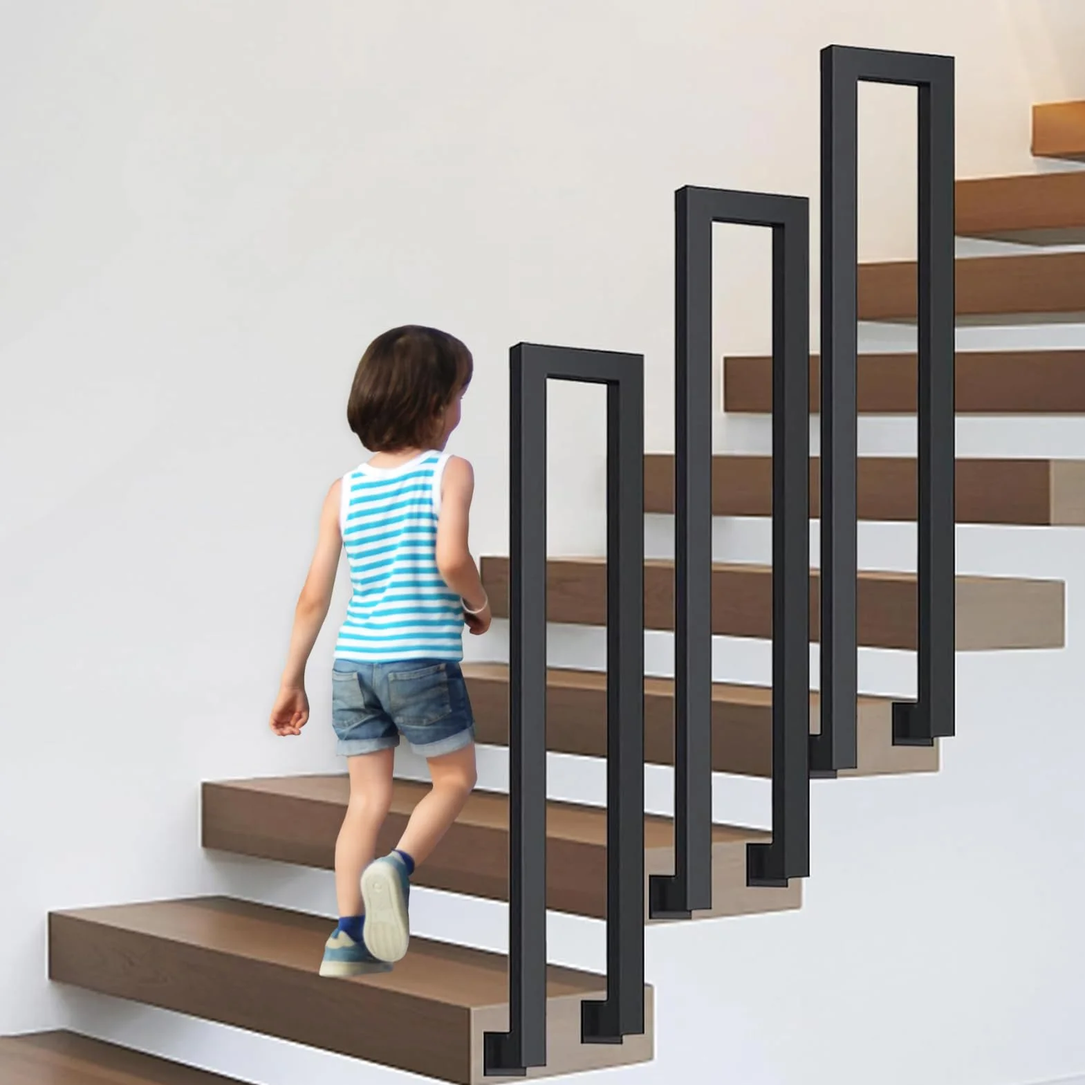 Treppengeländer Schwarz U-förmig Metall Handlauf 95cm Innen Außen