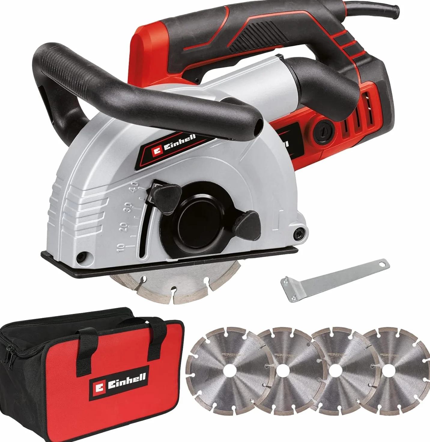 Einhell Mauernutfräse TE-MA 1700 (1.700 W, Schnittbreiteneinstellung bis 38 mm, Schnitttiefe bis 40 mm, Softstart, Überlastschutz, inkl. 4 Diamant-Trennscheiben)