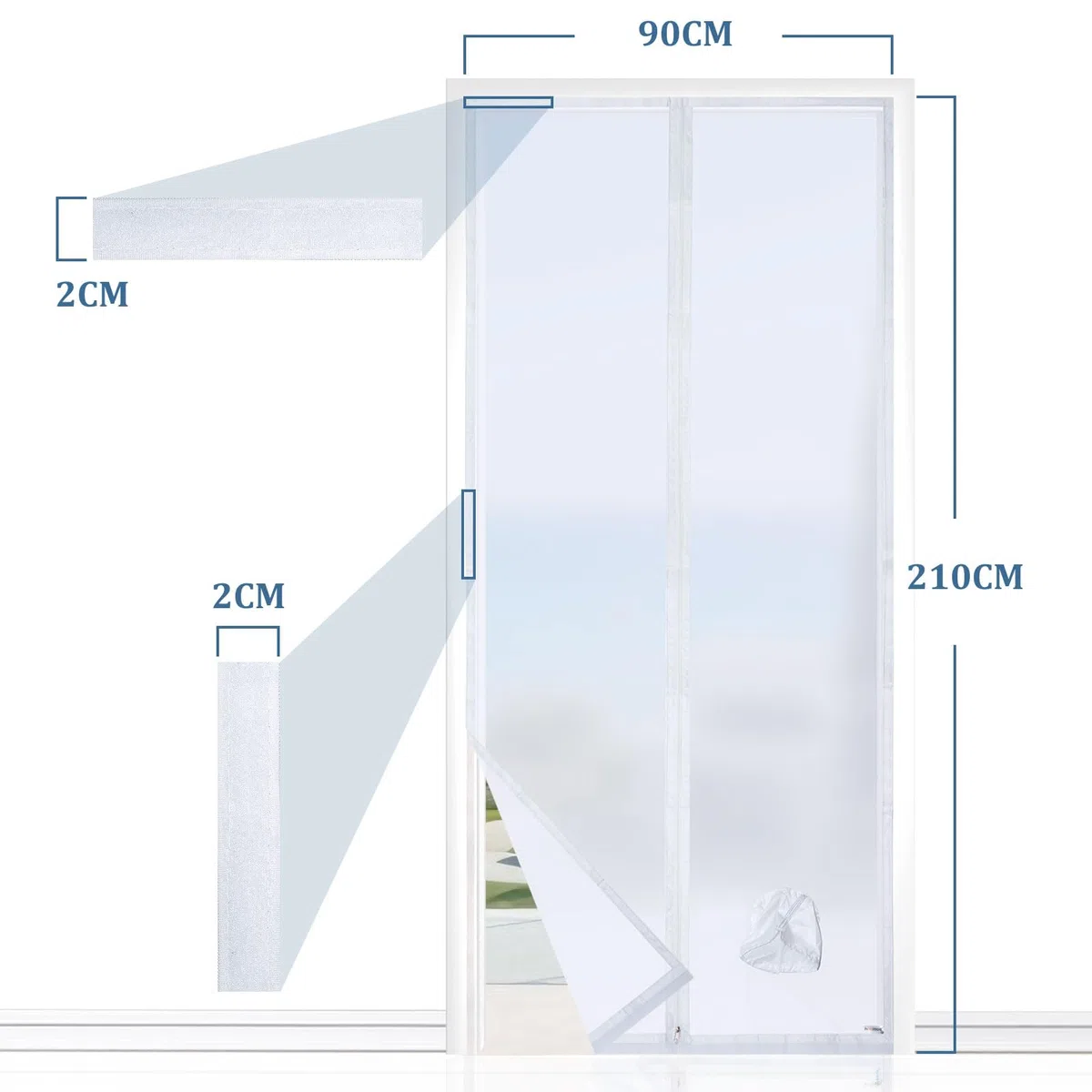 HOOMEE VP Türabdichtung für Mobile Klimaanlagen mit Abluftschlauch Verlängerung, 90x210cm