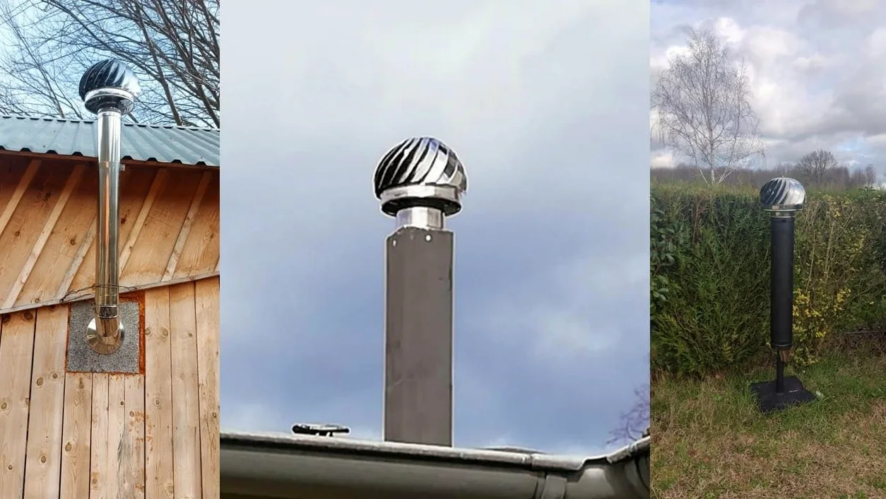 Kaminaufsatz Schornsteinaufsatz Edelstahl drehbarer Kugelaufsatz Lüftungsaufsatz Kaminhaube Schornsteinabdeckung Kaminlüfter (120 mm)