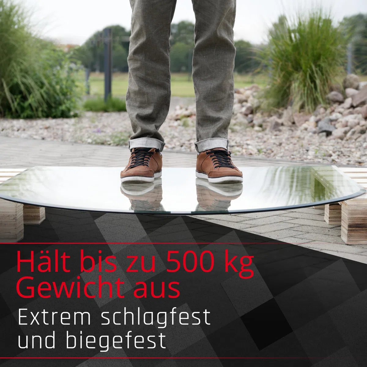 BIJON Funkenschutz-Platte mit Facettenschliff, Glasplatte Kaminofen, Kaminschutz mit ESG Sicherheitsglas, Kamin Glasplatte, Tropfenbogen 110 x 110 cm, 8mm