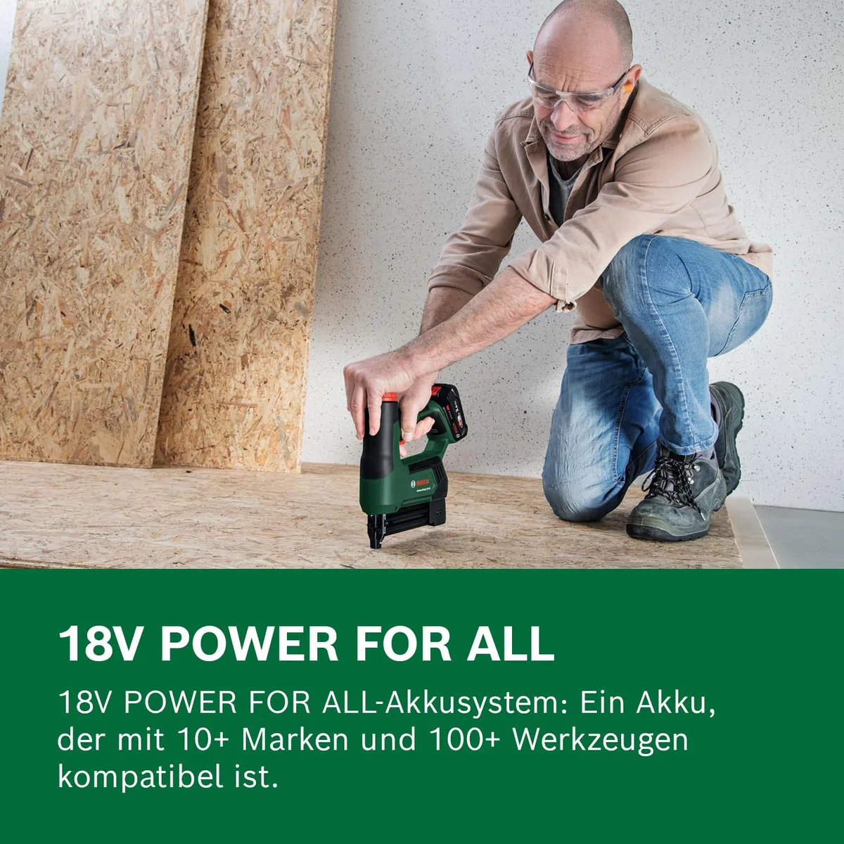Bosch 18V System Akku-Tacker/Nagler AdvancedTacker 18V-25 (Leistungsstarkes 2-in-1-Klammern und Nageln; inkl. Klammern, Nägeln, Abstandshalter, Drahtführungskappe)