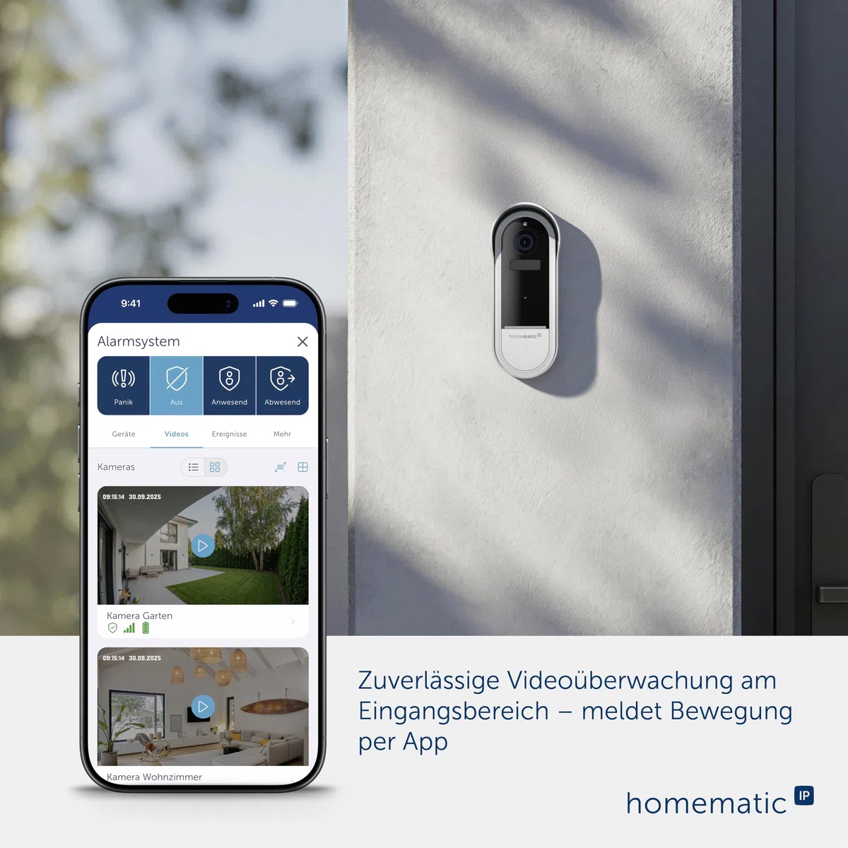 Homematic IP Video-Türklingel, Smart Home, kabellose Türklingel-Kamera mit AI Personenerkennung, Zwei-Wege-Audio, Nachtsicht, 162945A0
