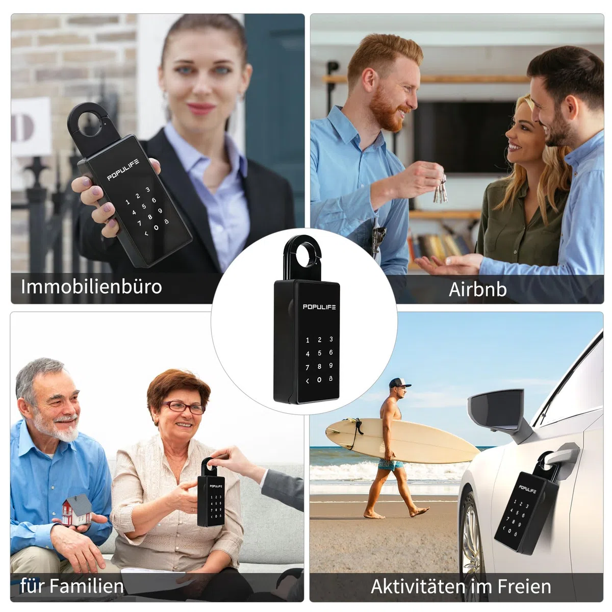 Populife WiFi-Schlüsseltresor mit Gateway, IP66 Wasserdicht, Fernsteuerung, Wandmontierung