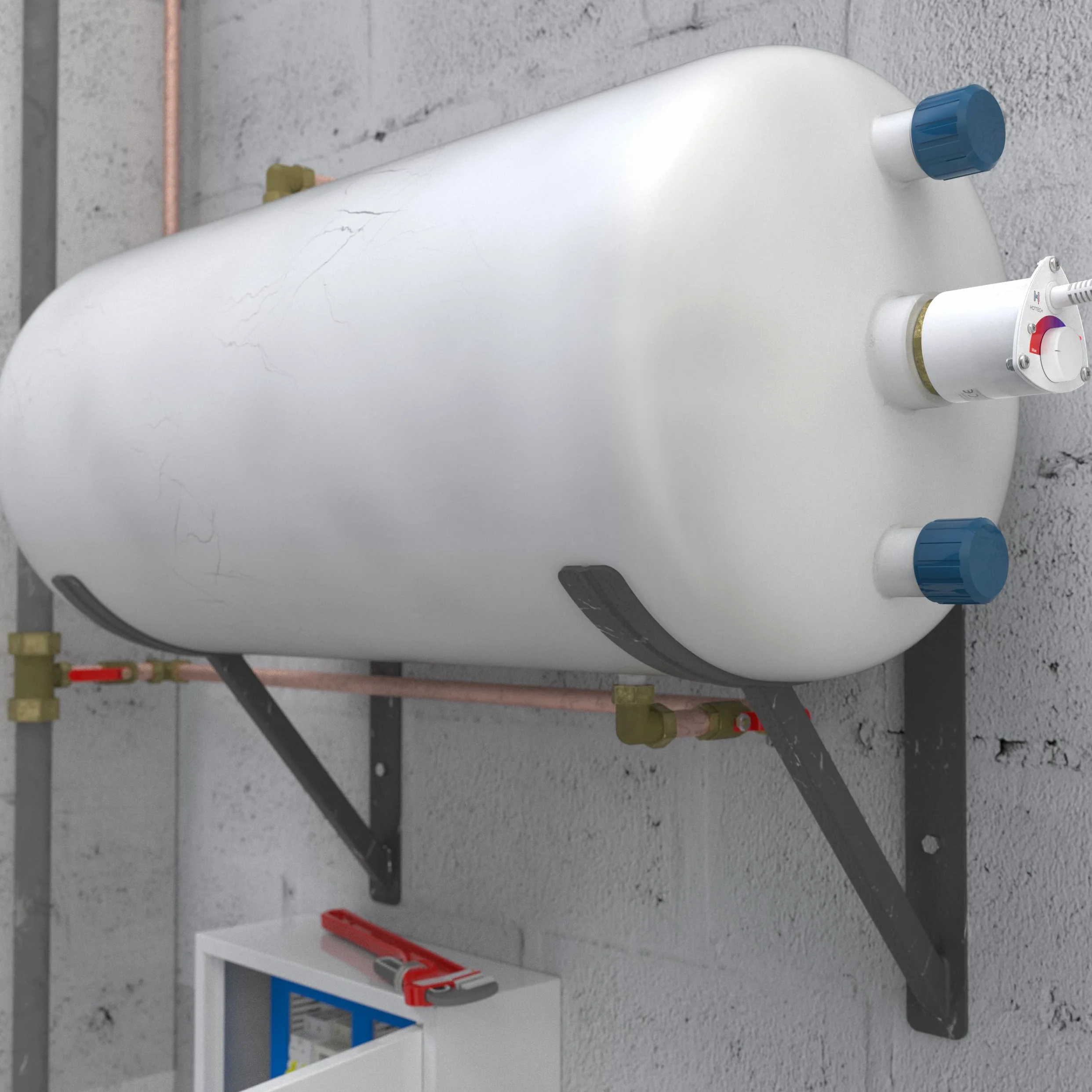 Tauchsieder Heizstab Elektro für Heizkessel Boiler – Heizpatrone mit Uni-Schuko-Stecker und Temperaturregler Wasser Thermostat Wärmetauscher, Weiß, 230 V, 3000 W, 6/4"