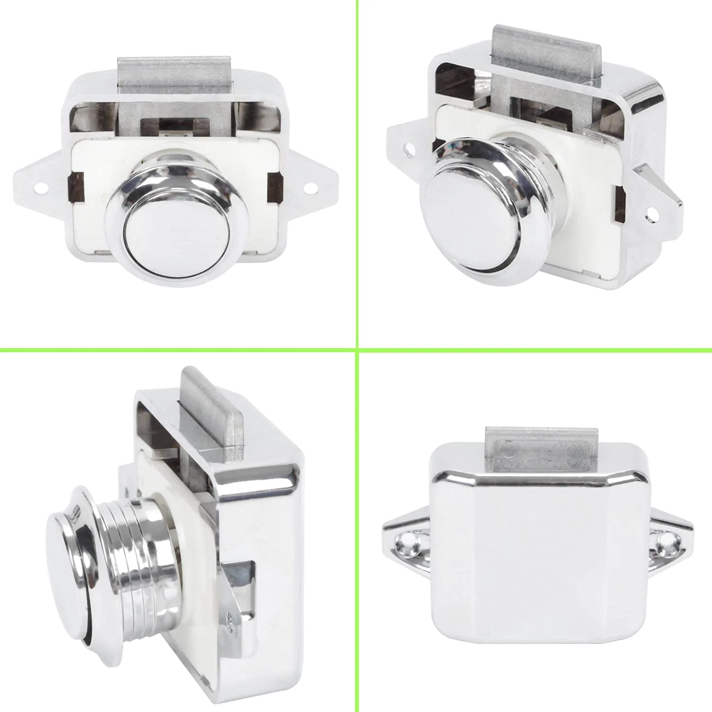 LESOLEIL Push Lock Wohnmobil, Push Button Schloss Door Catch Schrank Schublade Möbelschloss für RV Camper Caravan Wohnwagen Yacht Ship Boat Chrom 5 Stück