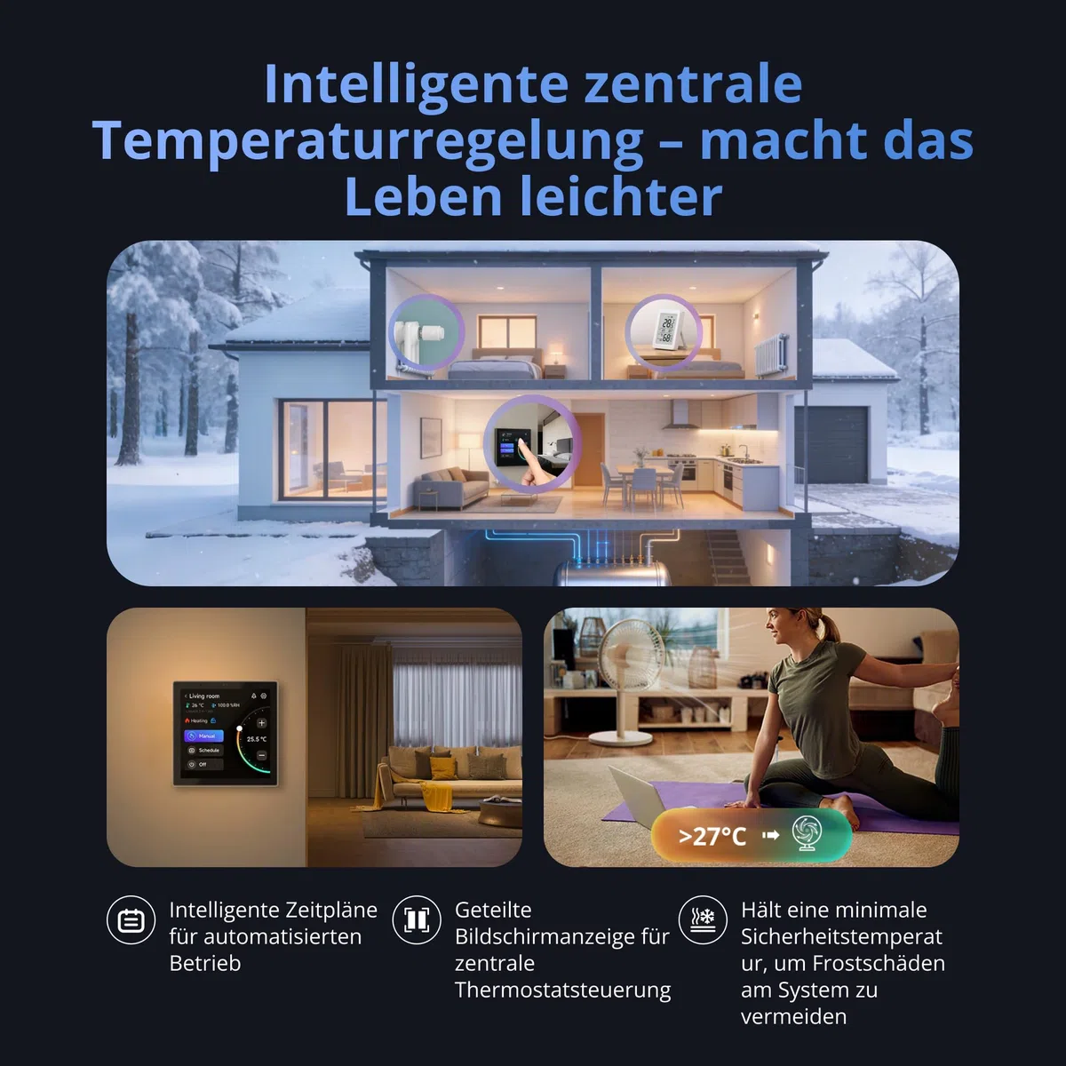 SONOFF NSPanel Pro Gen2 Smart Home Bedienfeld mit Relais - Zigbee & Matter Gateway, Home Assistant Integration, Thermostat, Sicherheitsalarm, kompatibel mit Alexa, Google, Apple, 2.4/5GHz WLAN(Schwar)
