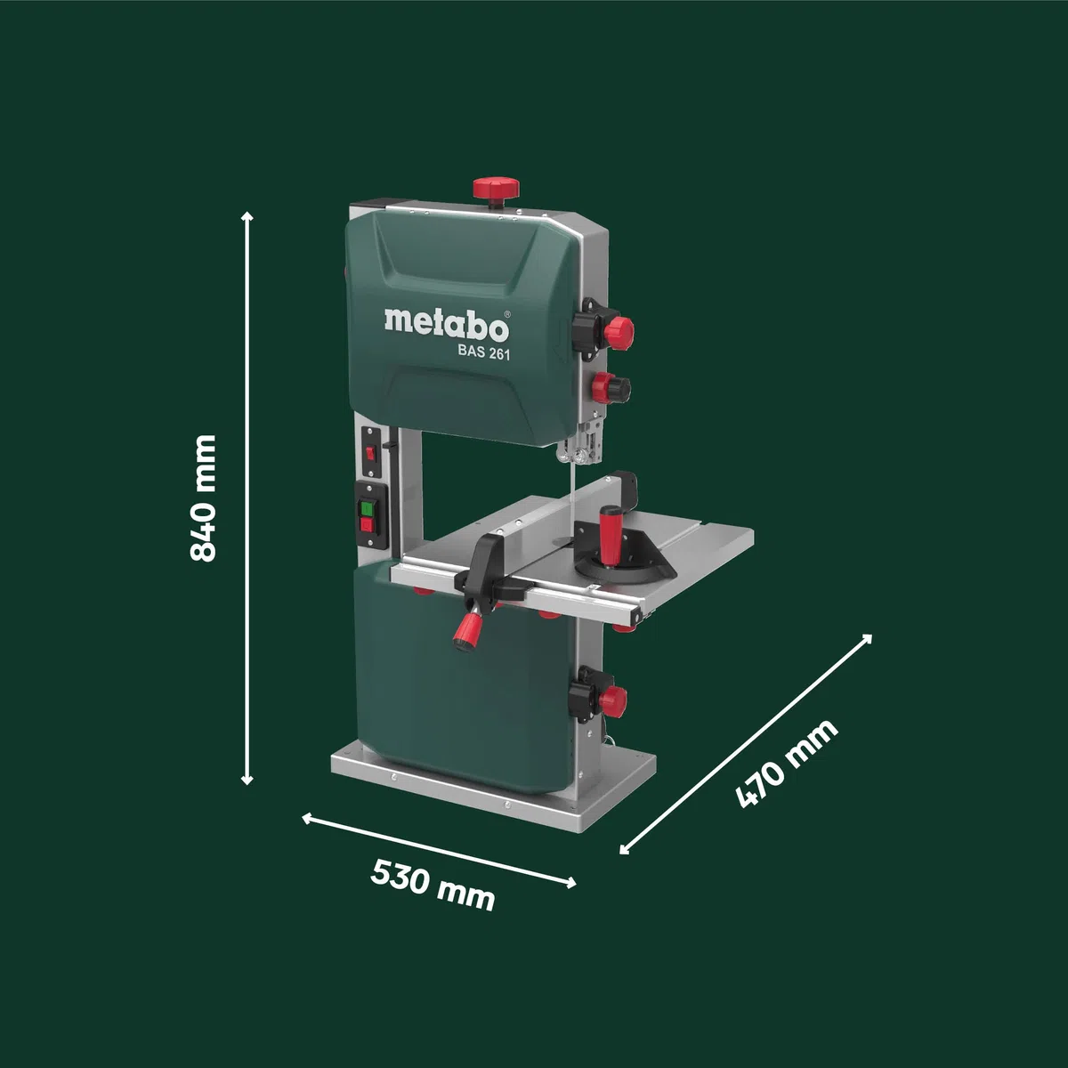 Metabo Bandsäge BAS 261 Precision – 619008000 – Bandsäge für eine hohe Präzision und stabile Schnittqualität (400 W, Schnitthöhe 103 mm)