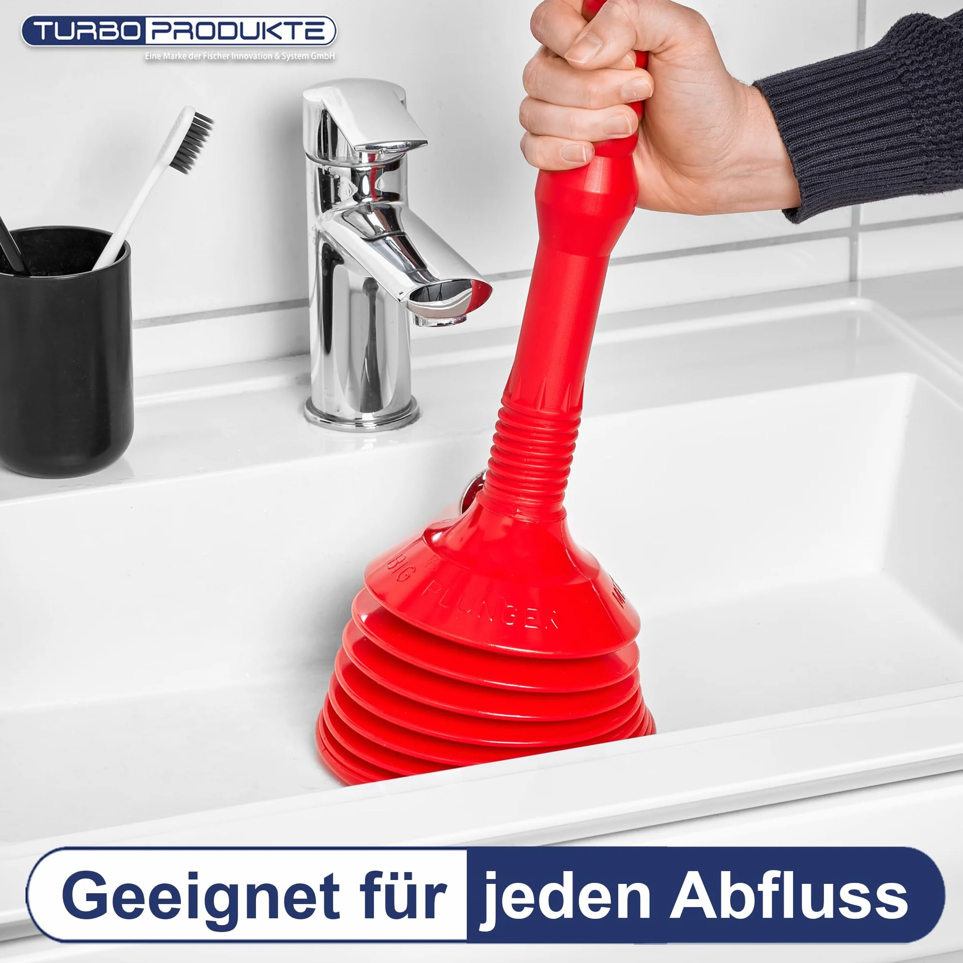 TURBO PRODUKTE Stampfer Eisblau, Pömpel für Toilette & Dusche, 2er Set