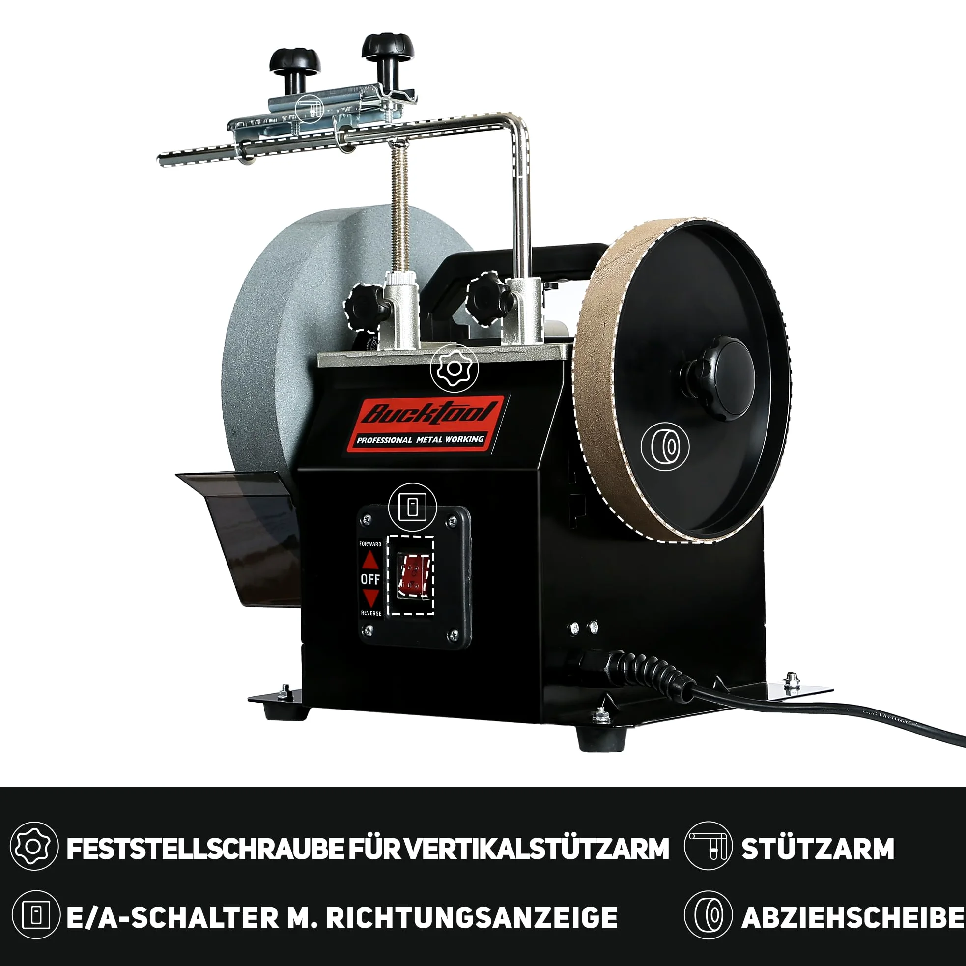 Bucktool 250mm elektrischer Nassschleifstein-Schleifer Water Cooled Sharpener, 180W Schärf- und Abziehsystem, 230~240V Wassergekühlte Schleifmaschine