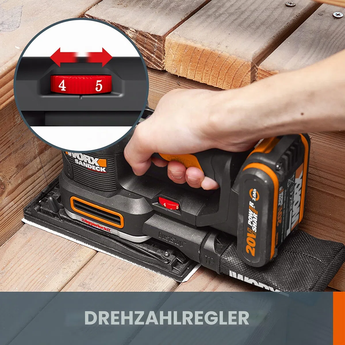 WORX WX820.9 Akku-Multischleifer – 5-in-1 Funktionen: Exzenter-, Fein-, Detail-, Konturen-, und Fingerschleifer – variable Geschwindigkeit – PowerShare kompatibel – Ohne Akku & Ladegerät, Schwarz