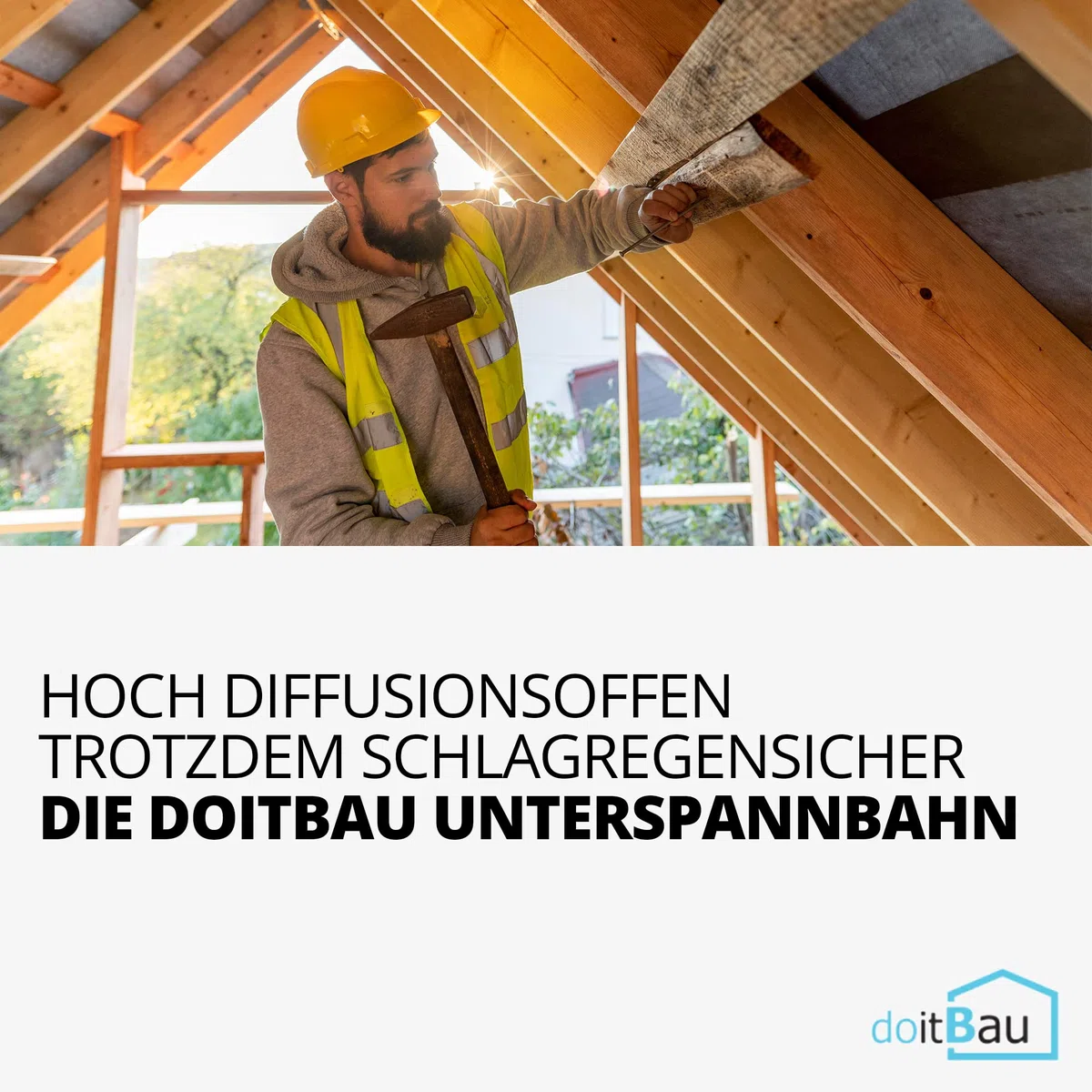 doitBau deventt Unterspannbahn 1,5m x 50m (75m²) 100g/m² - Wasserdicht | Diffusionsoffen | Alterungsbeständig | Folie für Dach & Flachdach | Dachfolie | leicht zu verlegen