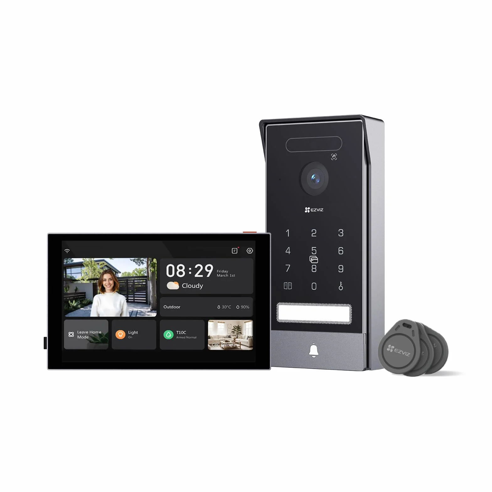 EZVIZ 4K Video-Türsprechanlage, 8 Zoll (20,3 cm) Touchscreen, Handflächen-/Gesichtserkennung, Unlock aus der Ferne, 2 Kabel, menschliche Erkennung, RFID-Option, wasserdicht, Dual-Band-WLAN, HP7 Pro | 7-in-1 Zutrittskontrolle mit Gesichts- & Handflächenerk