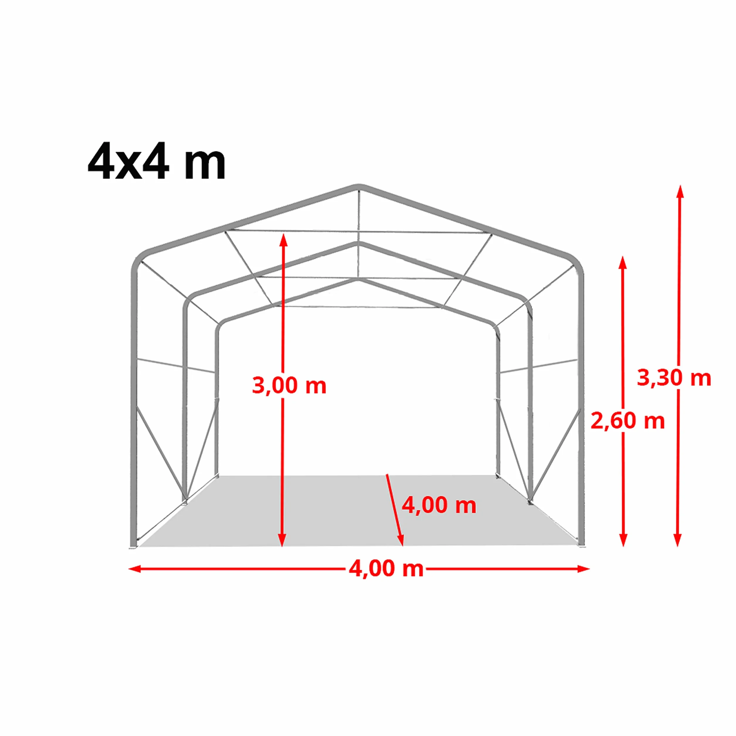 TOOLPORT Weideunterstand 4x4 m PVC Plane 850N Lagerzelt Unterstand grün für Erduntergrund