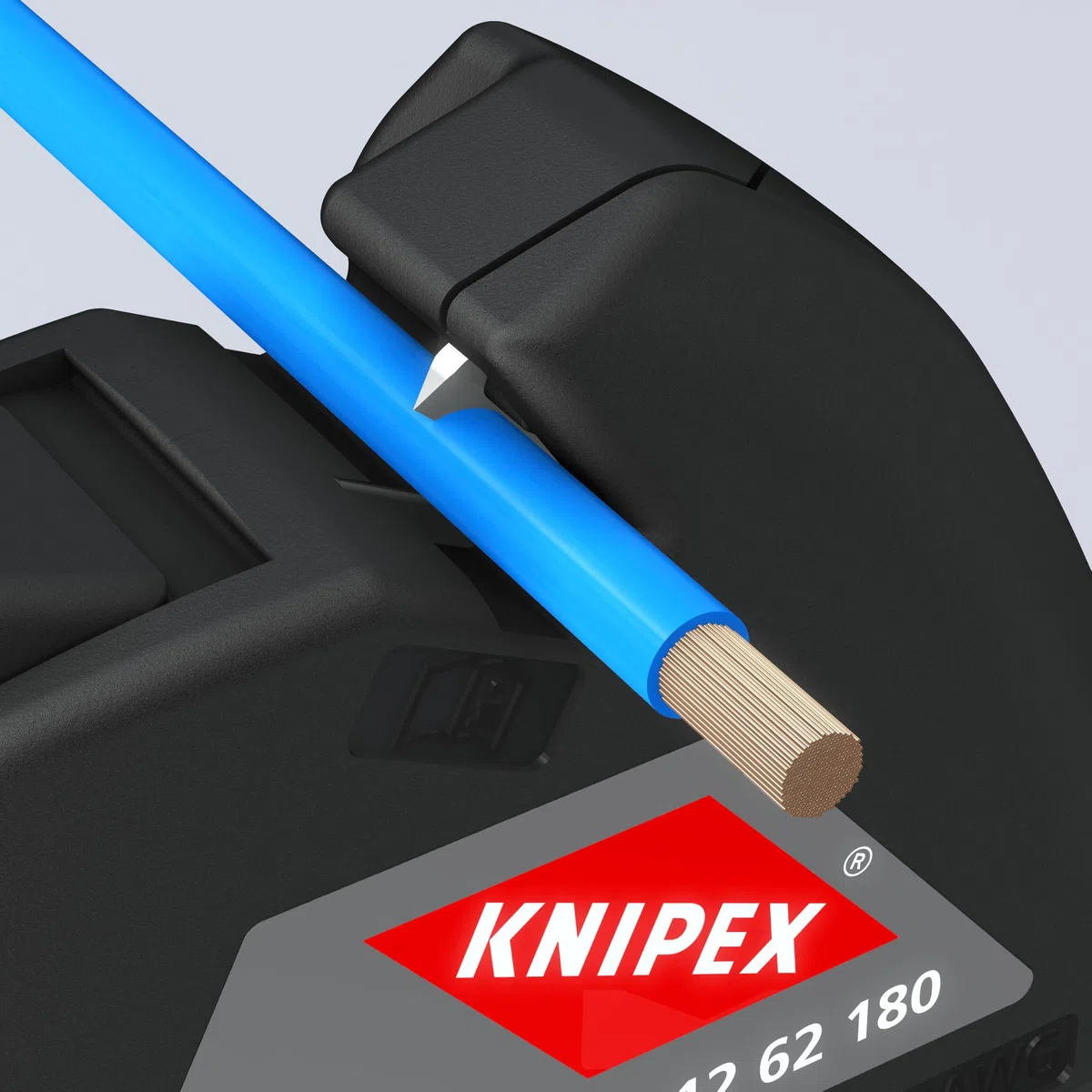 KNIPEX Automatische Abisolierzange, 0,2-6 mm², Feinjustierung, einstellbarer Längenanschlag, Abisolierwerkzeug, Abisolierer, 12 62 180